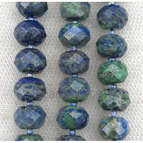 Azurite beads, faceted rondelle