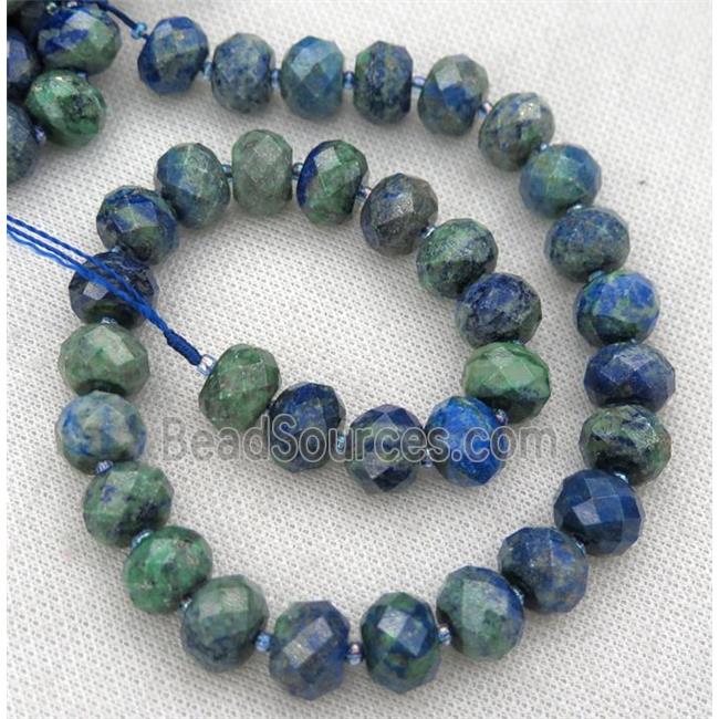 Azurite beads, faceted rondelle