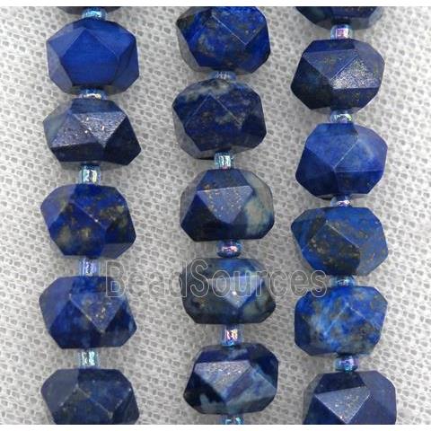 blue lapis beads, faceted rondelle