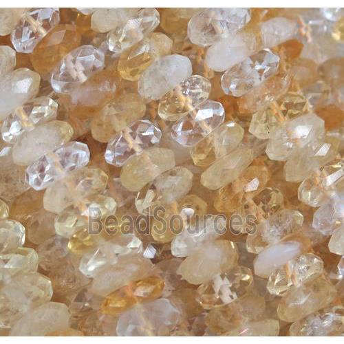 faceted Citrine rondelle beads, yellow