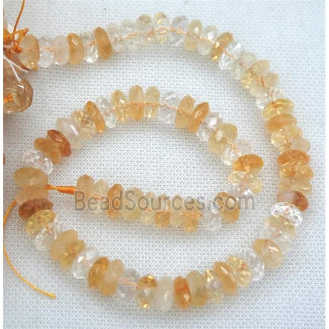 faceted Citrine rondelle beads, yellow