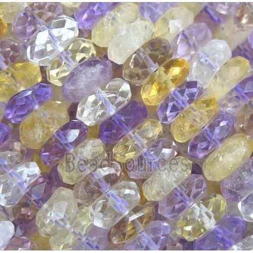 faceted Ametrine rondelle beads, purple, yellow