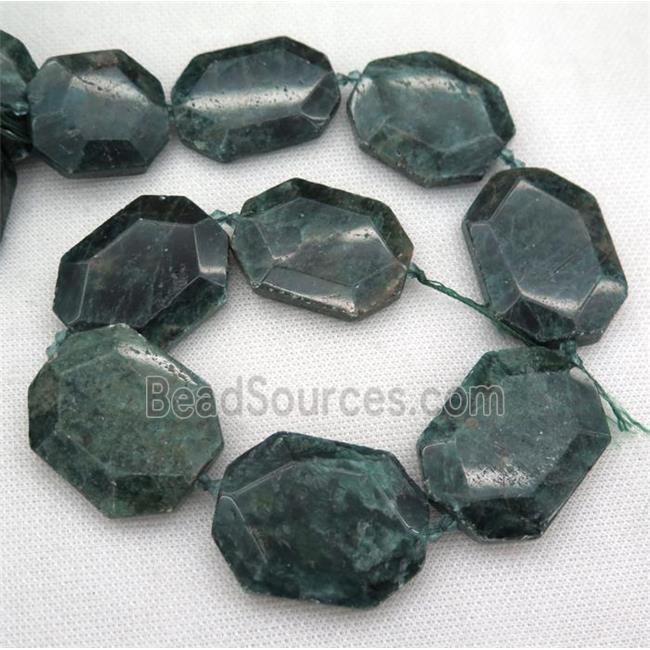 natural Green Apatite slice beads, faceted freeform