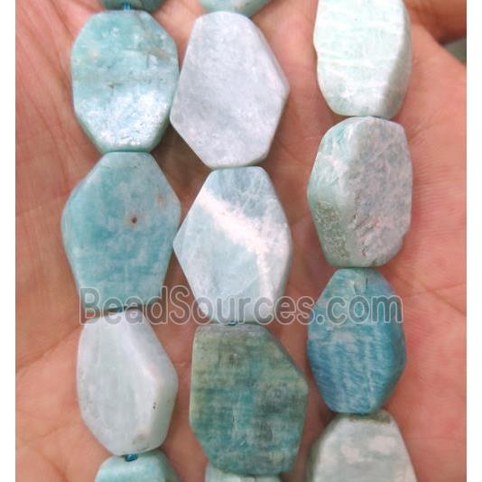 matte Amazonite slice beads, flat freeform, green