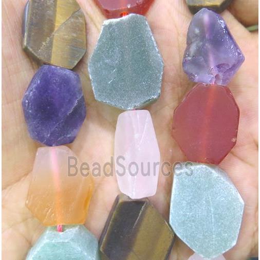 matte mix gemstone slice beads, flat freeform