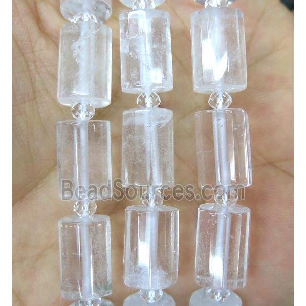 faceted Clear Quartz tube beads