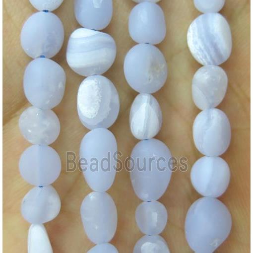 matte blue lace Agate chip beads, freeform