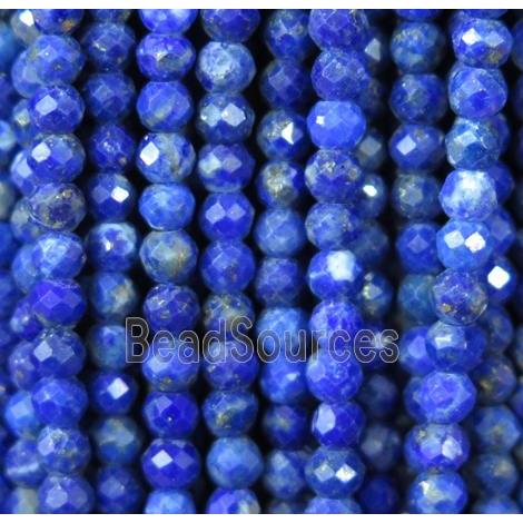 faceted round Lapis Lazuli tiny beads, blue