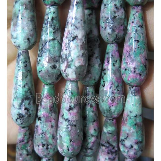 ruby zoisite beads, dye, faceted teardrop