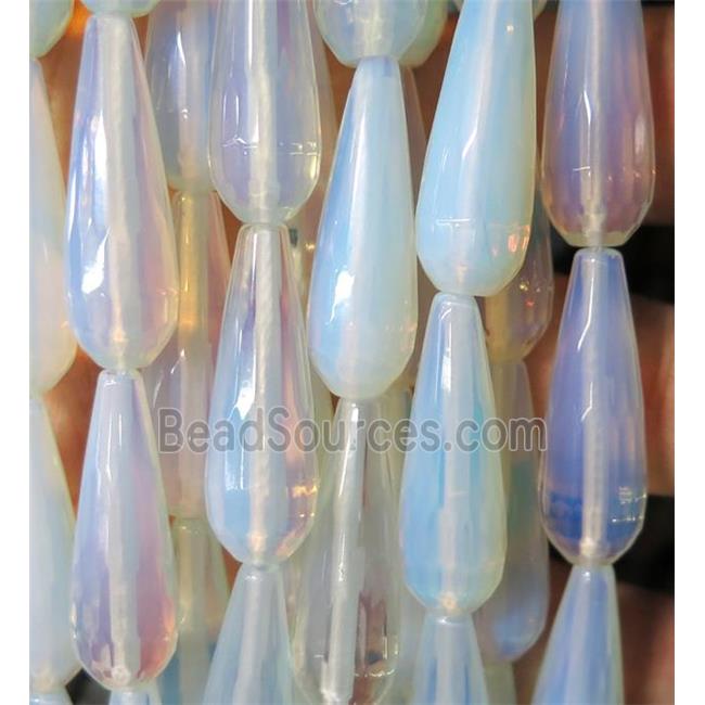 white opalite bead, faceted teardrop