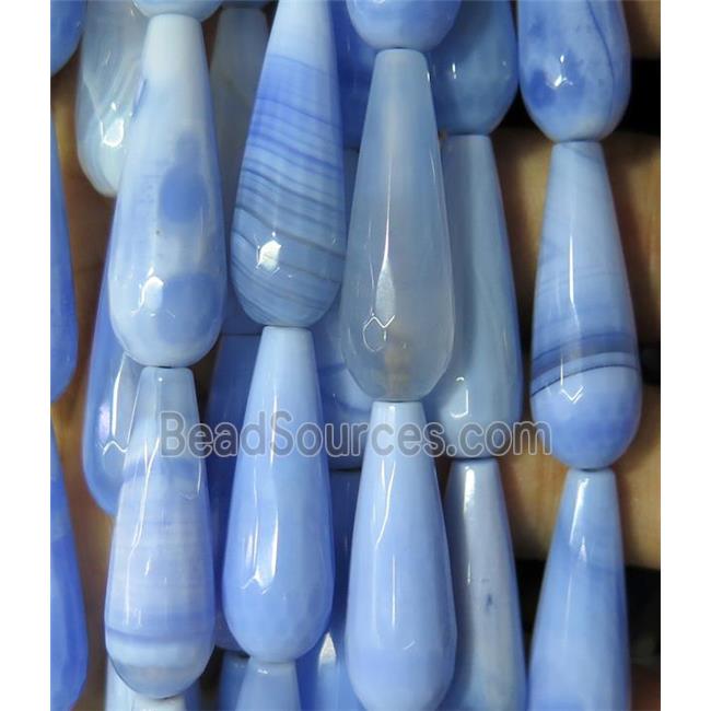 blue stripe agate beads, dye, faceted teardrop