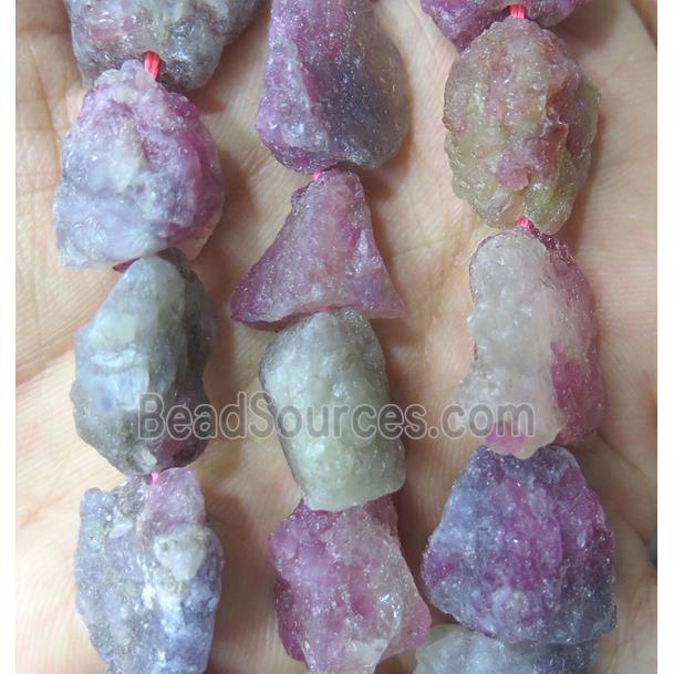 pink Tourmaline nugget chip beads, freeform, rough