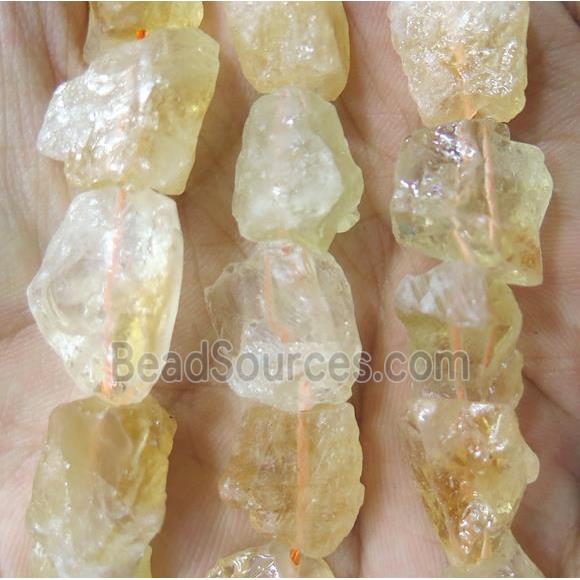 golden Citrine nugget chip beads, freeform, rough