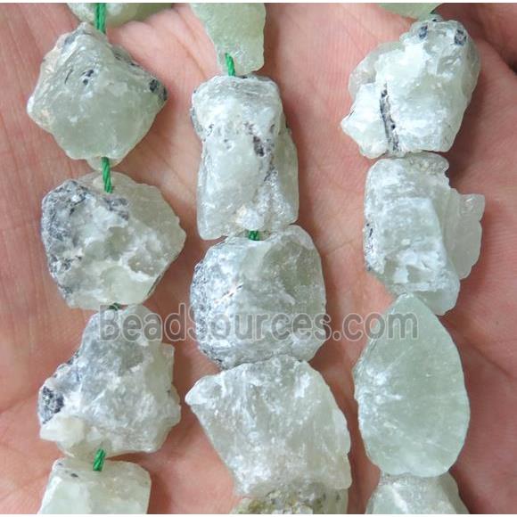 green prehnite nugget beads chip, freeform, rough