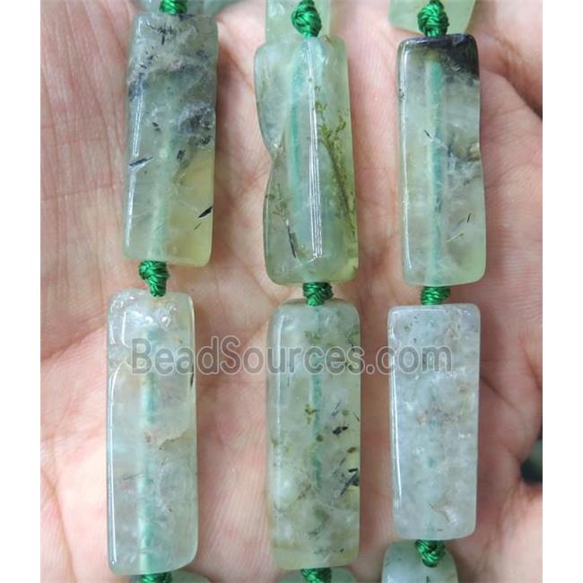 green prehnite cuboid beads