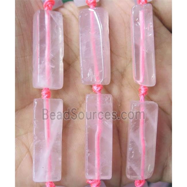 Rose Quartz cuboid beads, pink