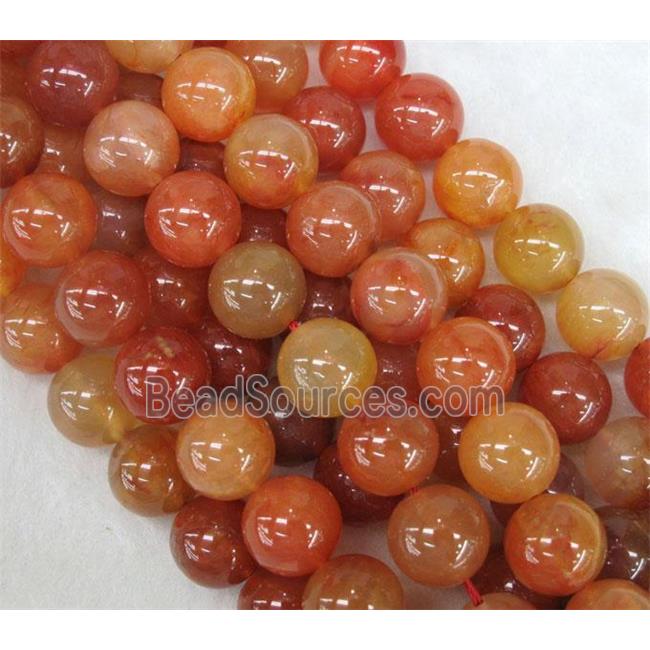 round carnelian beads, red