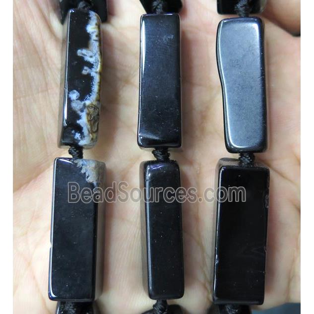 black agate cuboid beads