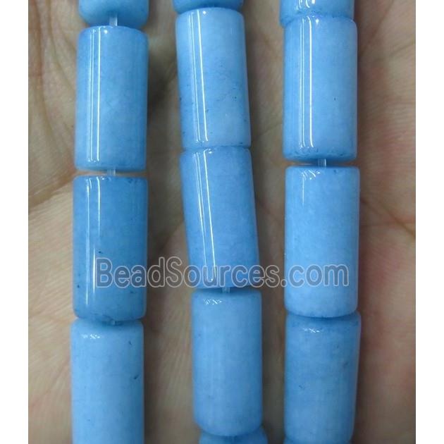 blue jade tube beads, dye