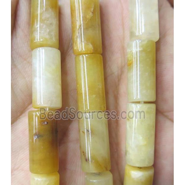 yellow jade tube beads