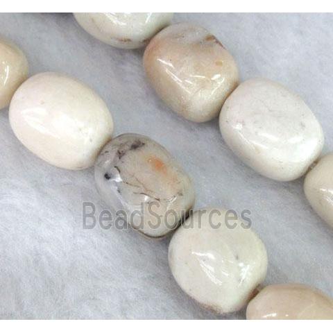 white Peruvian Moss Opal stone beads, freeform