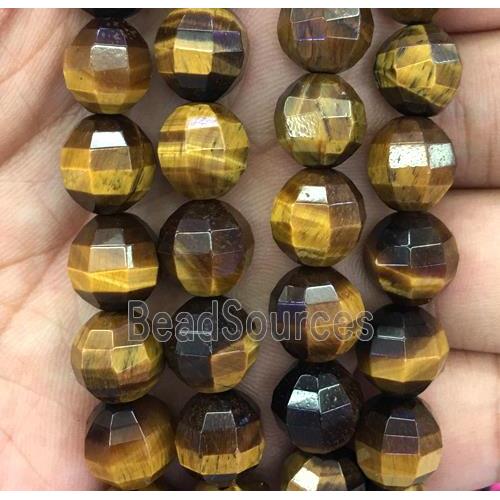 tiger eye stone bead, Pumpkin, faceted round