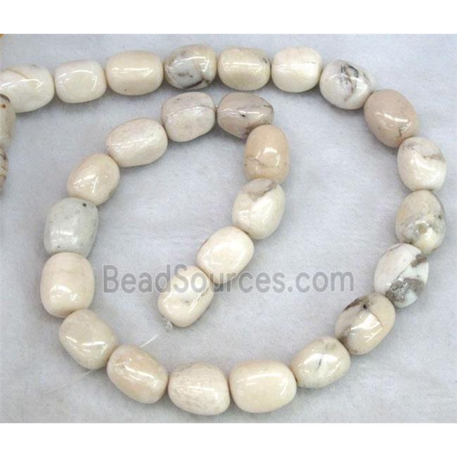 white Peruvian Moss Opal stone beads, freeform