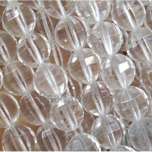 white Clear Quartz beads, Pumpkin, faceted round