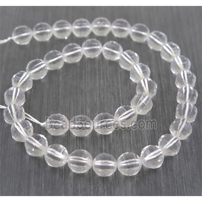 white Clear Quartz beads, Pumpkin, faceted round