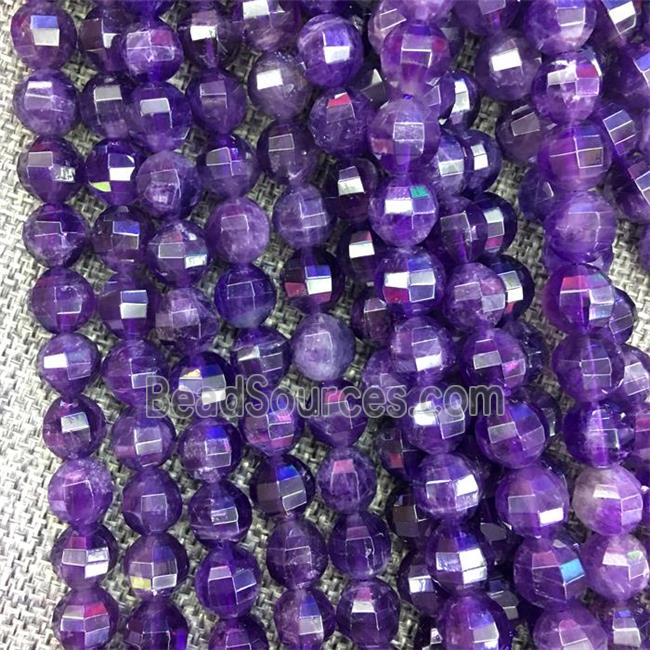 purple Amethyst beads, Pumpkin, faceted round