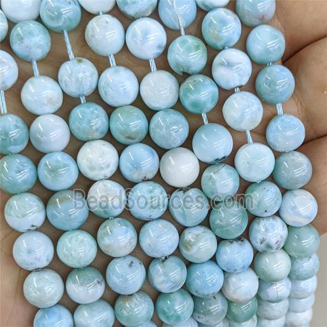 natural Larimar beads, round, blue, AAA-grade