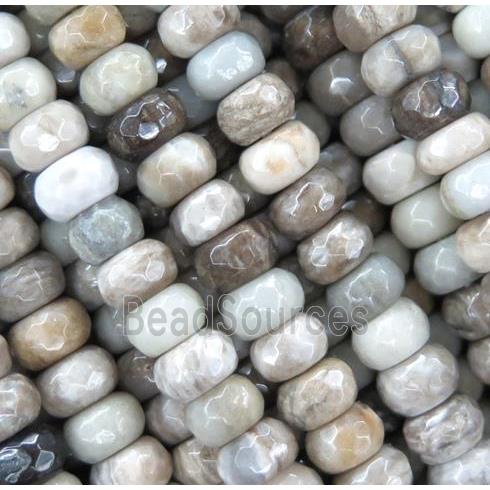 natural Silver Leaf Jasper beads, faceted rondelle