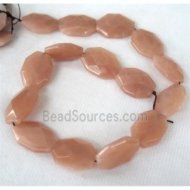 peach MoonStone slab beads, faceted freeform