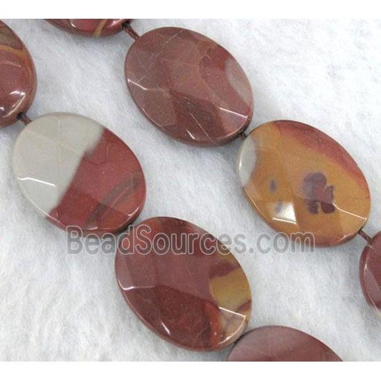 natural Noreena jasper bead, faceted flat oval