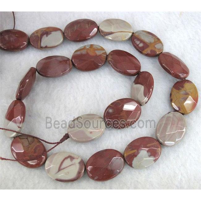 natural Noreena jasper bead, faceted flat oval