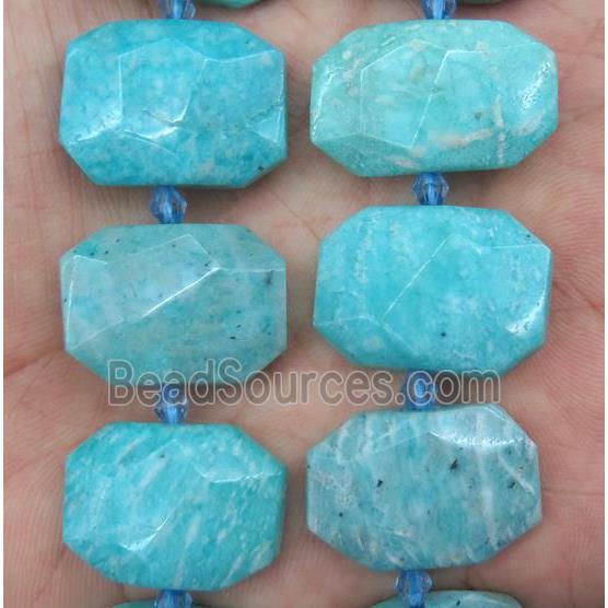 green Amazonite nugget beads, faceted rectangle