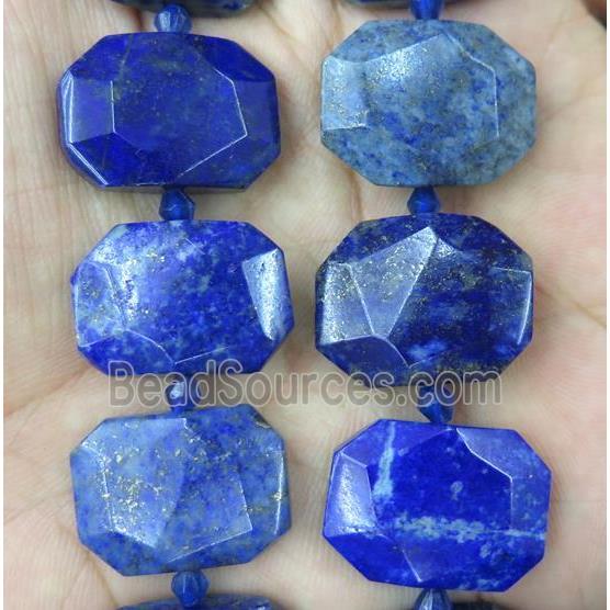 blue lapis lazuli nugget beads, faceted rectangle