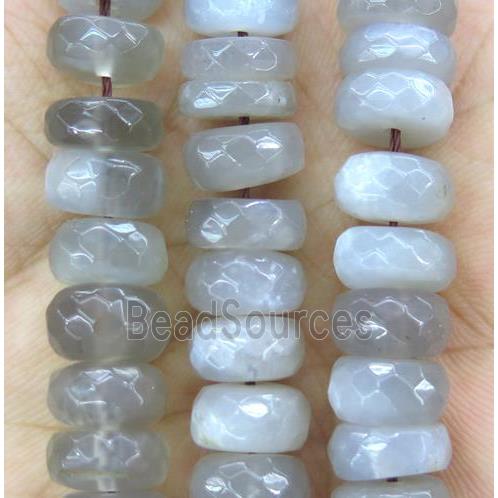 gray moonstone beads, faceted rondelle