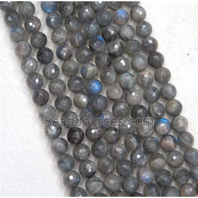 deep gray Labradorite beads, faceted round, AA-Grade