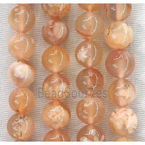 round Cherry blossom Agate beads, lt.pink