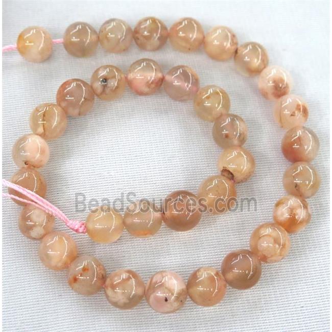 round Cherry blossom Agate beads, lt.pink