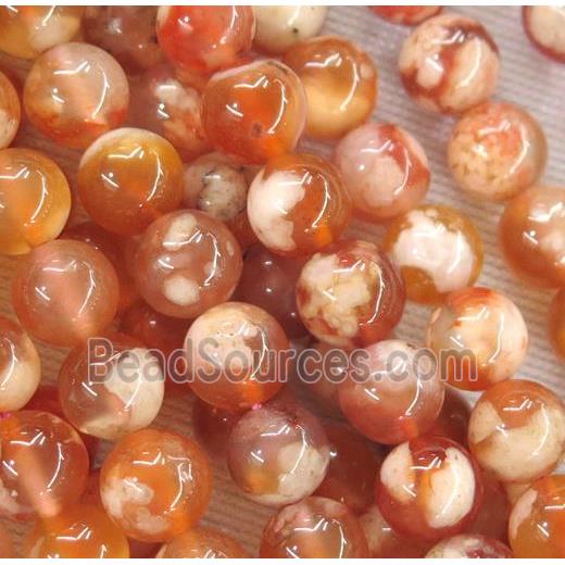 round Cherry blossom sakura Agate beads, red