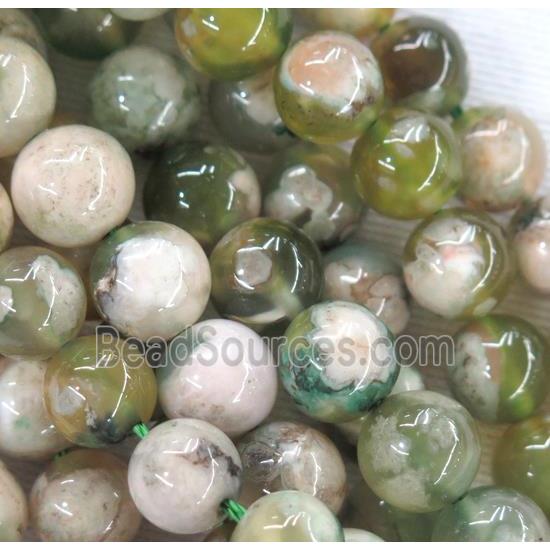 round Cherry blossom sakura Agate beads, green