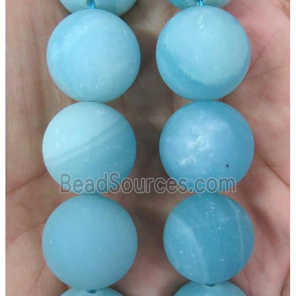 large round blue Amazonite beads, matte, dye