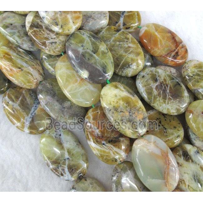 yellow opal stone beads, flat oval