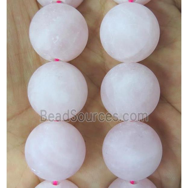 large matte round Rose Quartz beads, pink