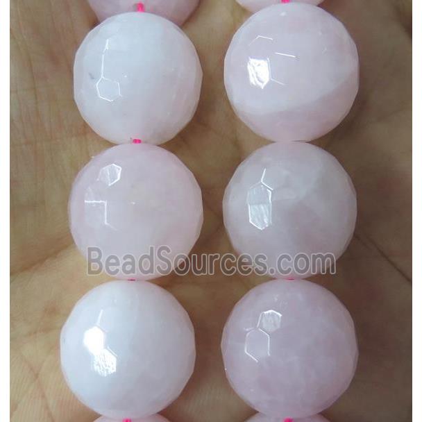 large Rose Quartz beads, faceted round, pink