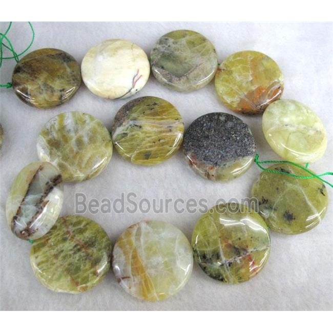 yellow Opal Jasper beads, flat round