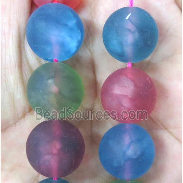 large round matte Watermelon Quartz beads