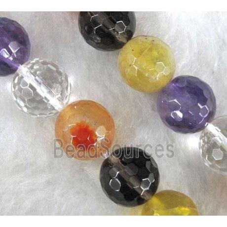 mixed gemstone beads, faceted round